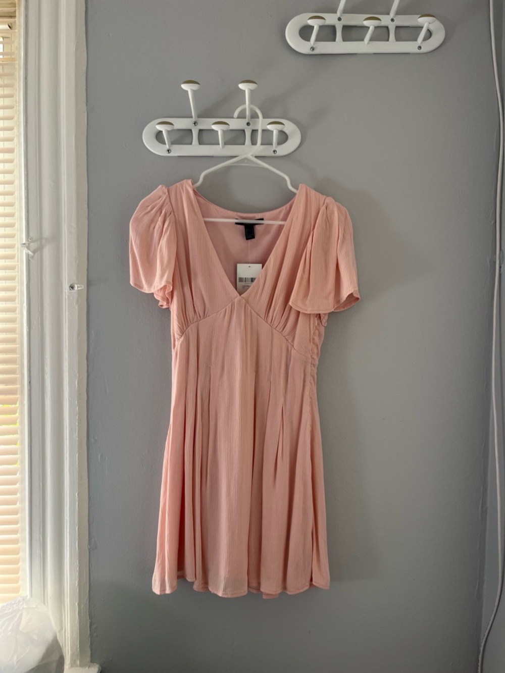 Forever 21 Dusty Pink V-Neck Flutter Sleeve Dress, Size Small